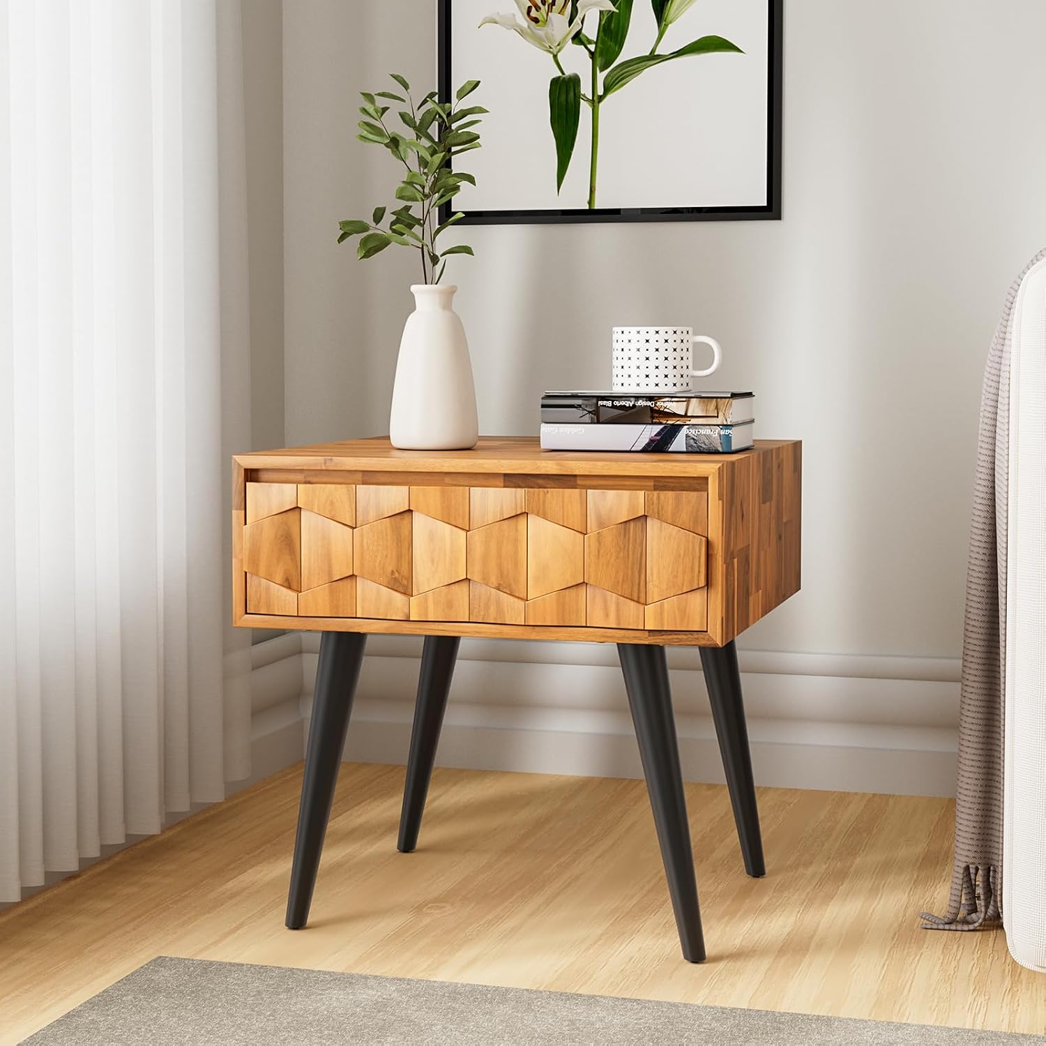 Bme Georgina Solid Wood Nightstand